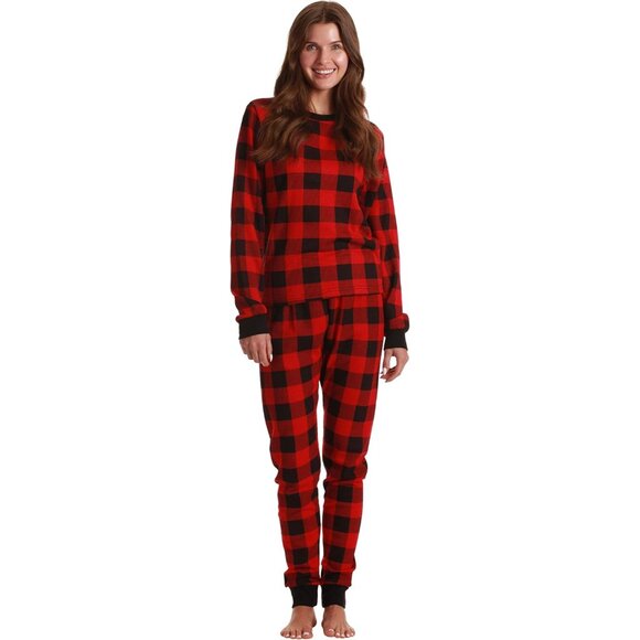 Non-Irritating Buffalo Plaid Women's Thermal Pajamas - Perfect for Layering - Picture 1 of 3
